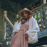 Dusty Pink Bohemian Dress • Boho Maternity Dress • A Line Belted Dress - AYA SW IDR