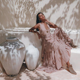 Dusty Pink Bohemian Dress • Boho Maternity Dress • A Line Belted Dress - AYA SW IDR