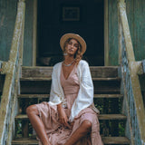 Dusty Pink Bohemian Dress • Boho Maternity Dress • A Line Belted Dress - AYA SW IDR