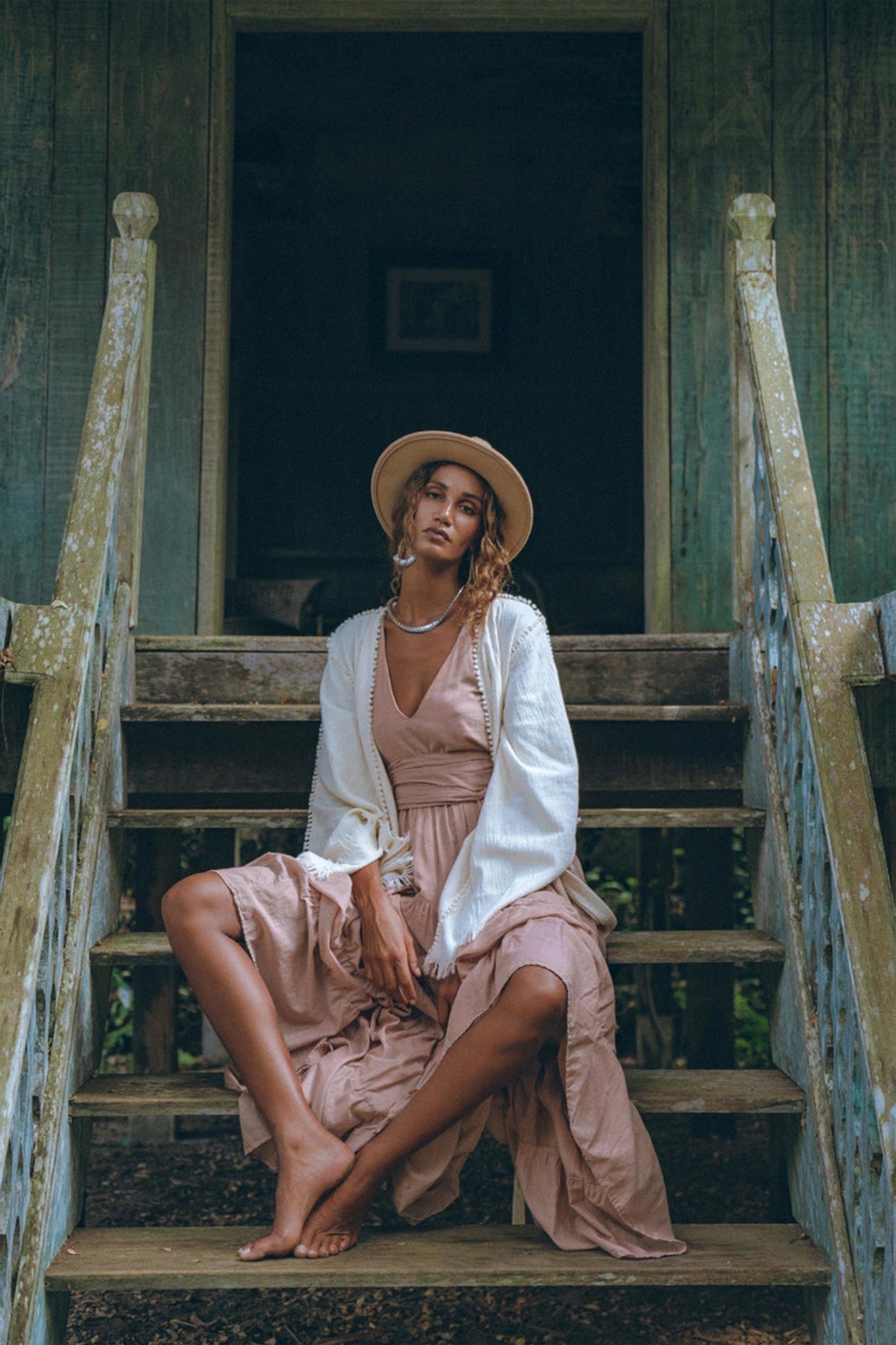 Dusty Pink Bohemian Dress • Boho Maternity Dress • A Line Belted Dress - AYA SW IDR