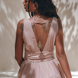Dusty Pink Bohemian Dress • Boho Maternity Dress • A Line Belted Dress - AYA SW IDR