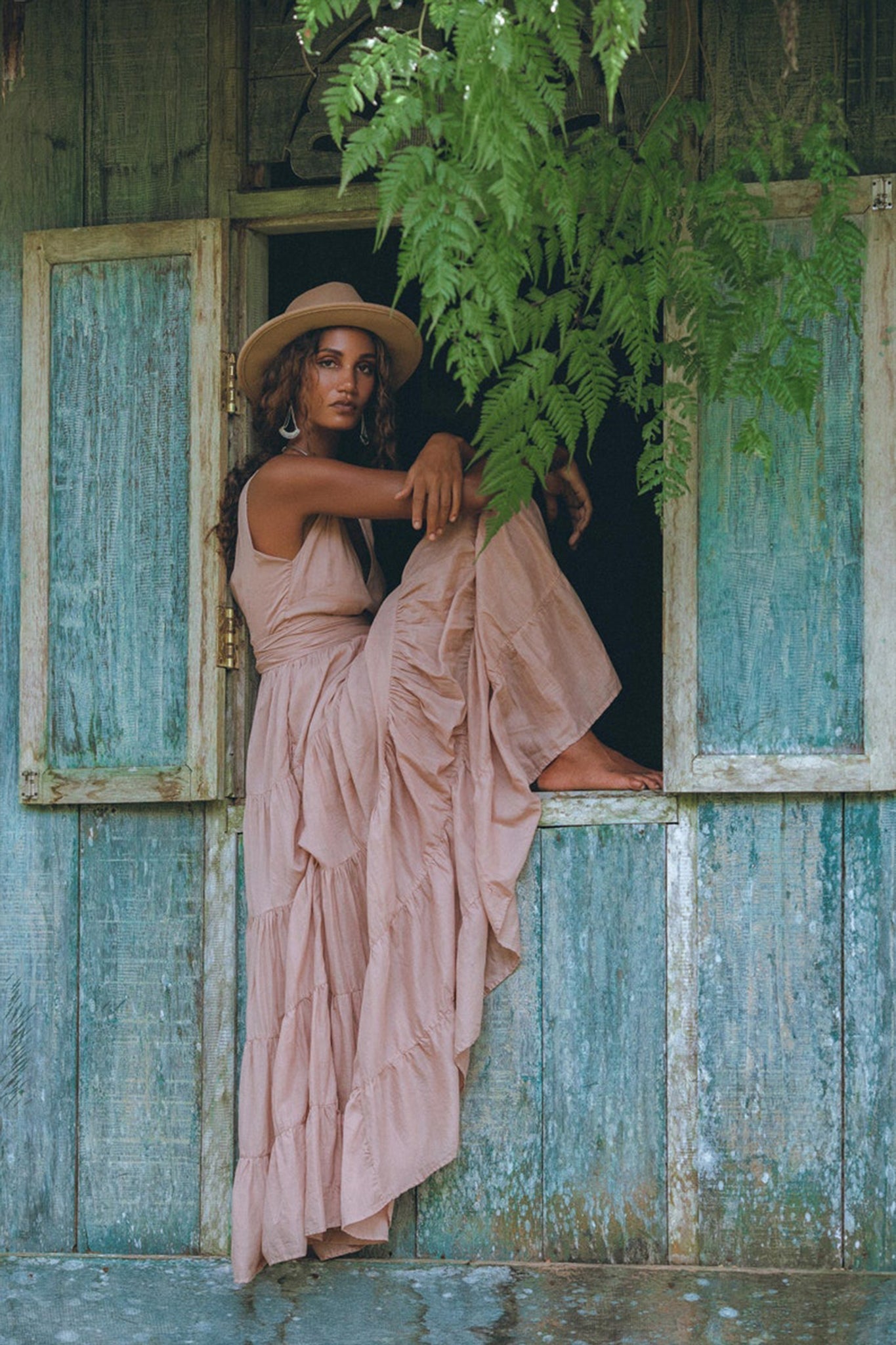 Dusty Pink Bohemian Dress • Boho Maternity Dress • A Line Belted Dress - AYA SW IDR