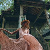 Dusty Pink Bohemian Dress • Boho Maternity Dress • A Line Belted Dress - AYA SW IDR