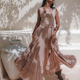 Dusty Pink Bohemian Dress • Boho Maternity Dress • A Line Belted Dress - AYA SW IDR