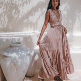 Dusty Pink Bohemian Dress • Boho Maternity Dress • A Line Belted Dress - AYA SW IDR
