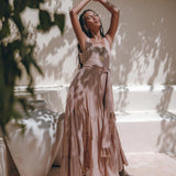 Dusty Pink Bohemian Dress • Boho Maternity Dress • A Line Belted Dress - AYA SW IDR
