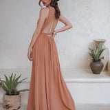 Dusty Pink Boho Bridesmaid Dress • Open Back Elegant Dress - AYA SW IDR