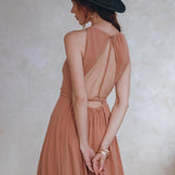 Dusty Pink Boho Bridesmaid Dress • Open Back Elegant Dress - AYA SW IDR