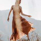Dusty Pink Boho Bridesmaid Dress • Open Back Elegant Dress - AYA SW IDR