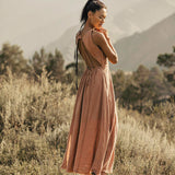 Dusty Pink Boho Bridesmaid Dress • Open Back Elegant Dress - AYA SW IDR