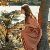 Dusty Pink Boho Dress • Boho Goddess Dress • Maxi Bridesmaid Dress - AYA SW IDR