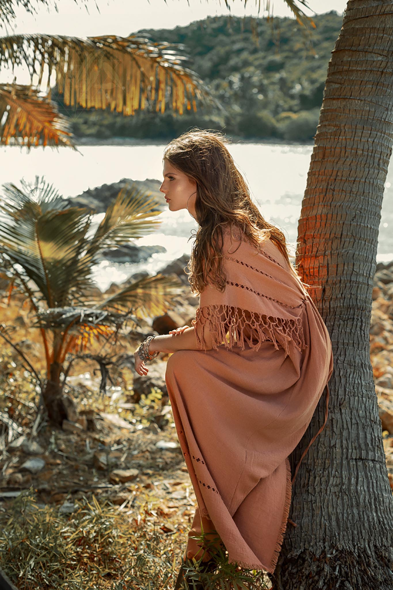 Dusty Pink Boho Dress • Boho Goddess Dress • Maxi Bridesmaid Dress - AYA SW IDR