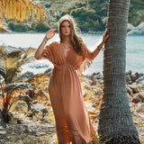 Dusty Pink Boho Dress • Boho Goddess Dress • Maxi Bridesmaid Dress - AYA SW IDR