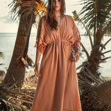 Dusty Pink Boho Dress • Boho Goddess Dress • Maxi Bridesmaid Dress - AYA SW IDR