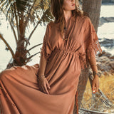 Dusty Pink Boho Dress • Boho Goddess Dress • Maxi Bridesmaid Dress - AYA SW IDR