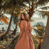 Dusty Pink Boho Dress • Boho Goddess Dress • Maxi Bridesmaid Dress - AYA SW IDR
