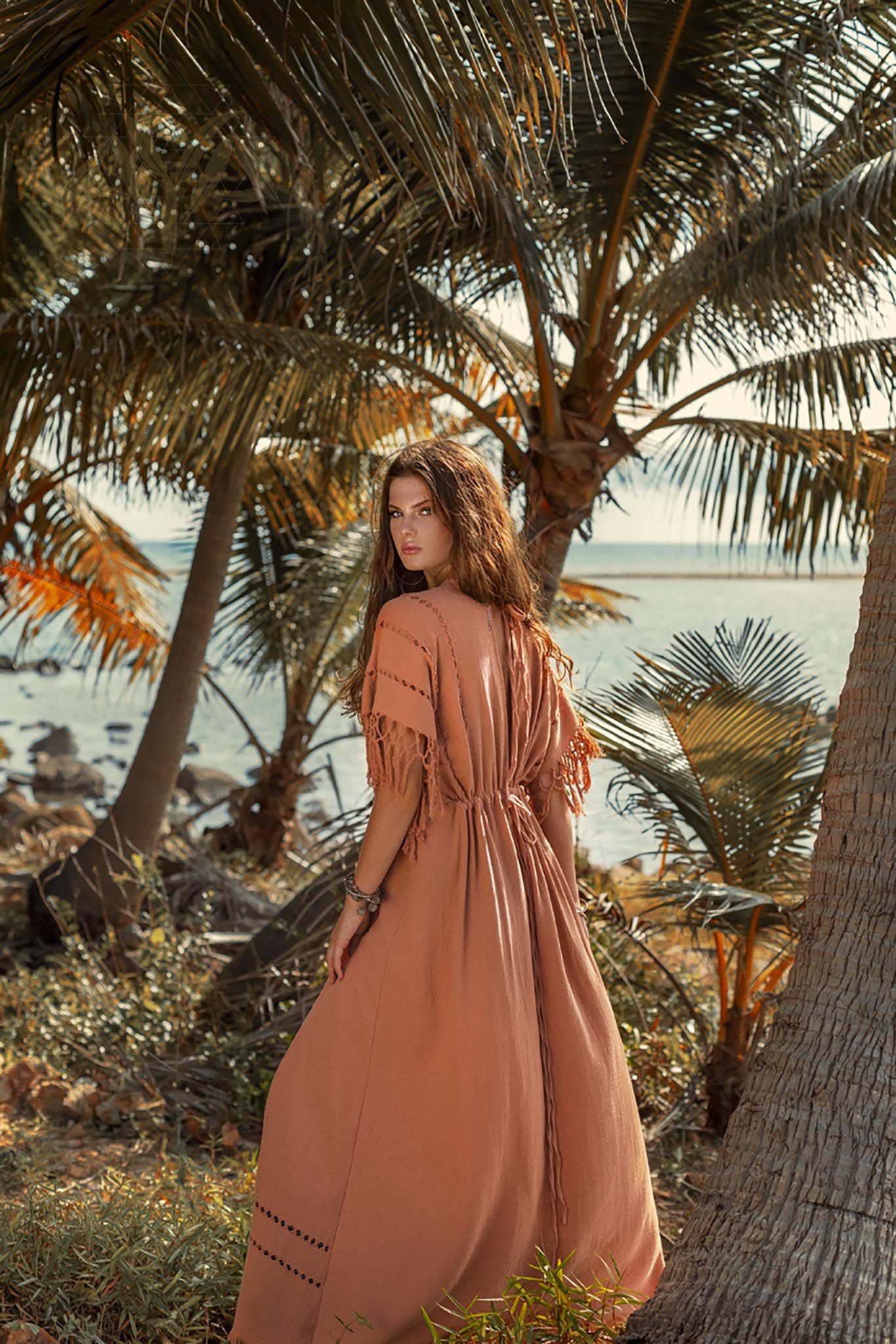 Dusty Pink Boho Dress • Boho Goddess Dress • Maxi Bridesmaid Dress - AYA SW IDR