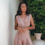 Dusty Pink Braided Overalls • Boho Silk with Cotton Maxi Jumpsuit Women - AYA SW IDR