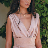 Dusty Pink Braided Overalls • Boho Silk with Cotton Maxi Jumpsuit Women - AYA SW IDR
