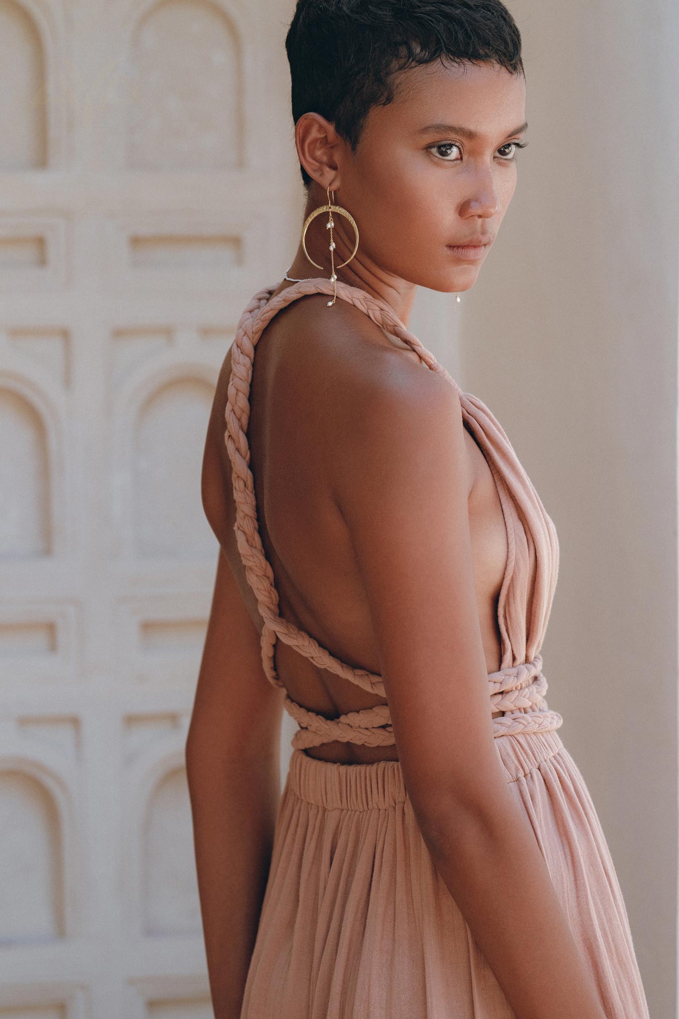 Dusty Pink Greek Goddess Dress • Grecian Dress • Boho Bridesmaid Dress - AYA SW IDR