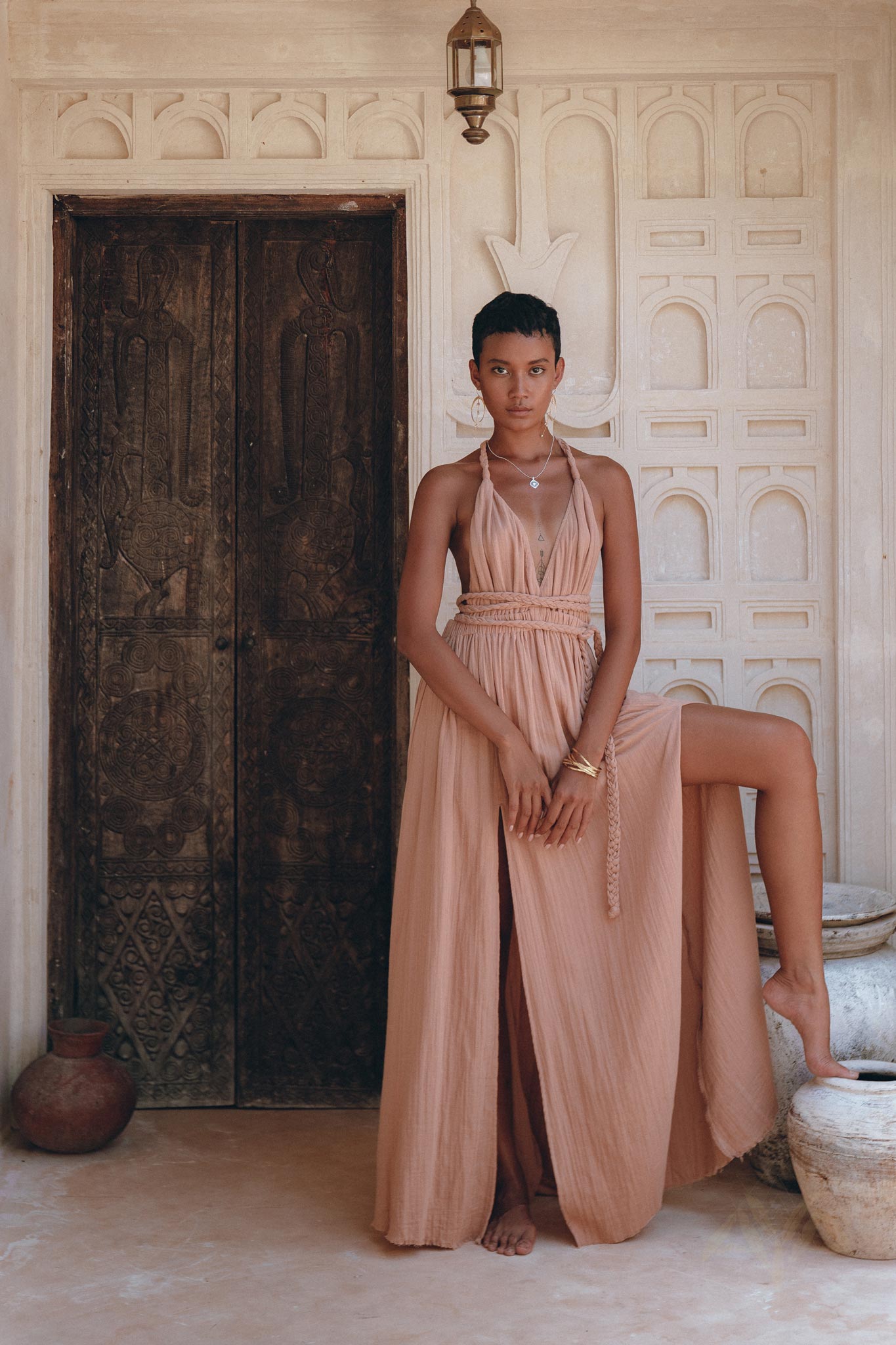 Dusty Pink Greek Goddess Dress • Grecian Dress • Boho Bridesmaid Dress - AYA SW IDR