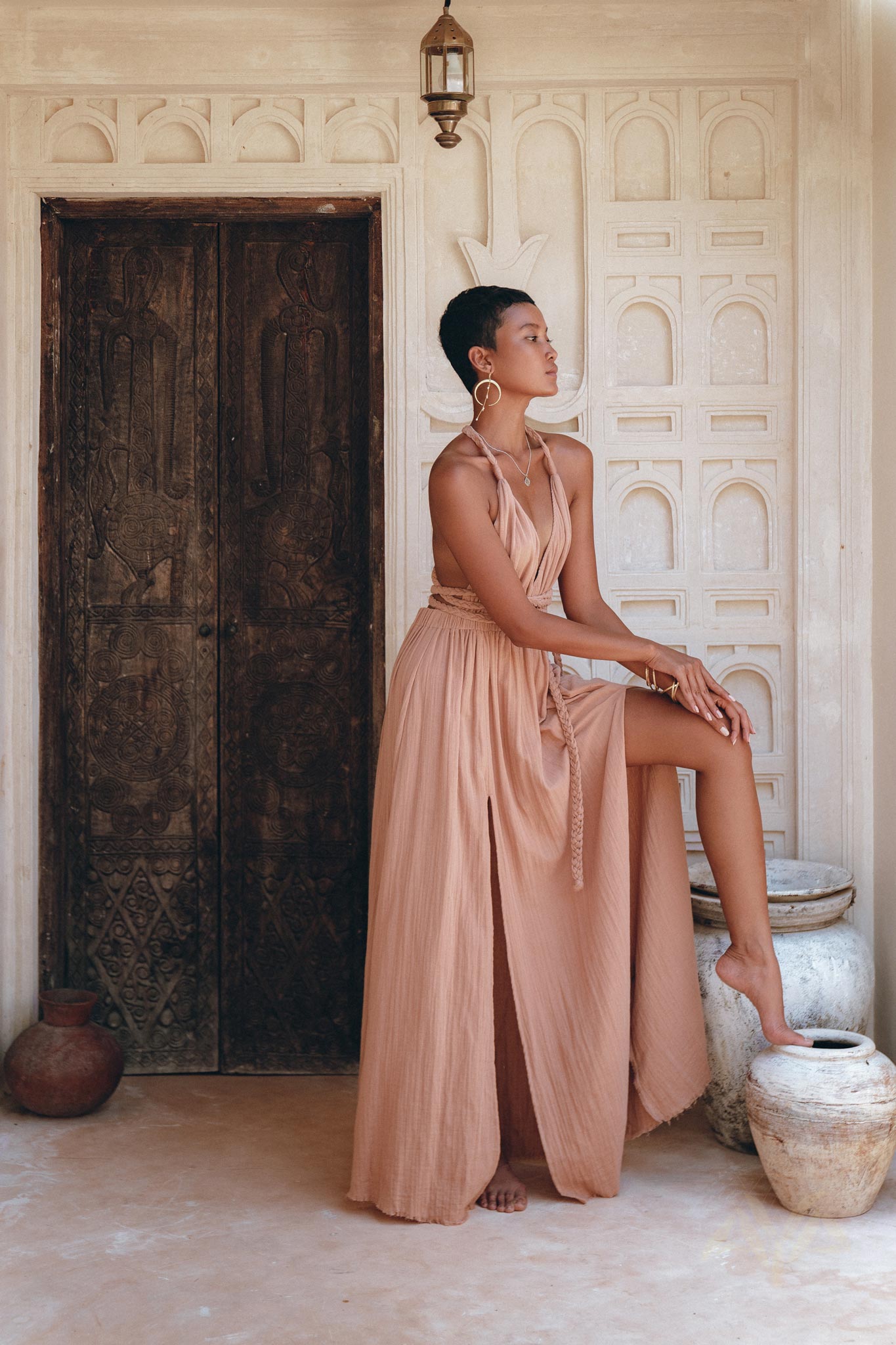 Dusty Pink Greek Goddess Dress • Grecian Dress • Boho Bridesmaid Dress - AYA SW IDR