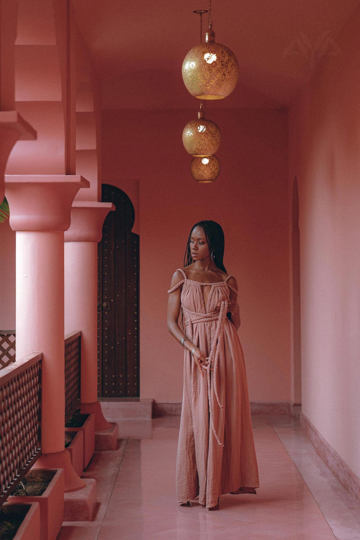 Dusty Pink Greek Goddess Prom Boho Dress - AYA SW IDR