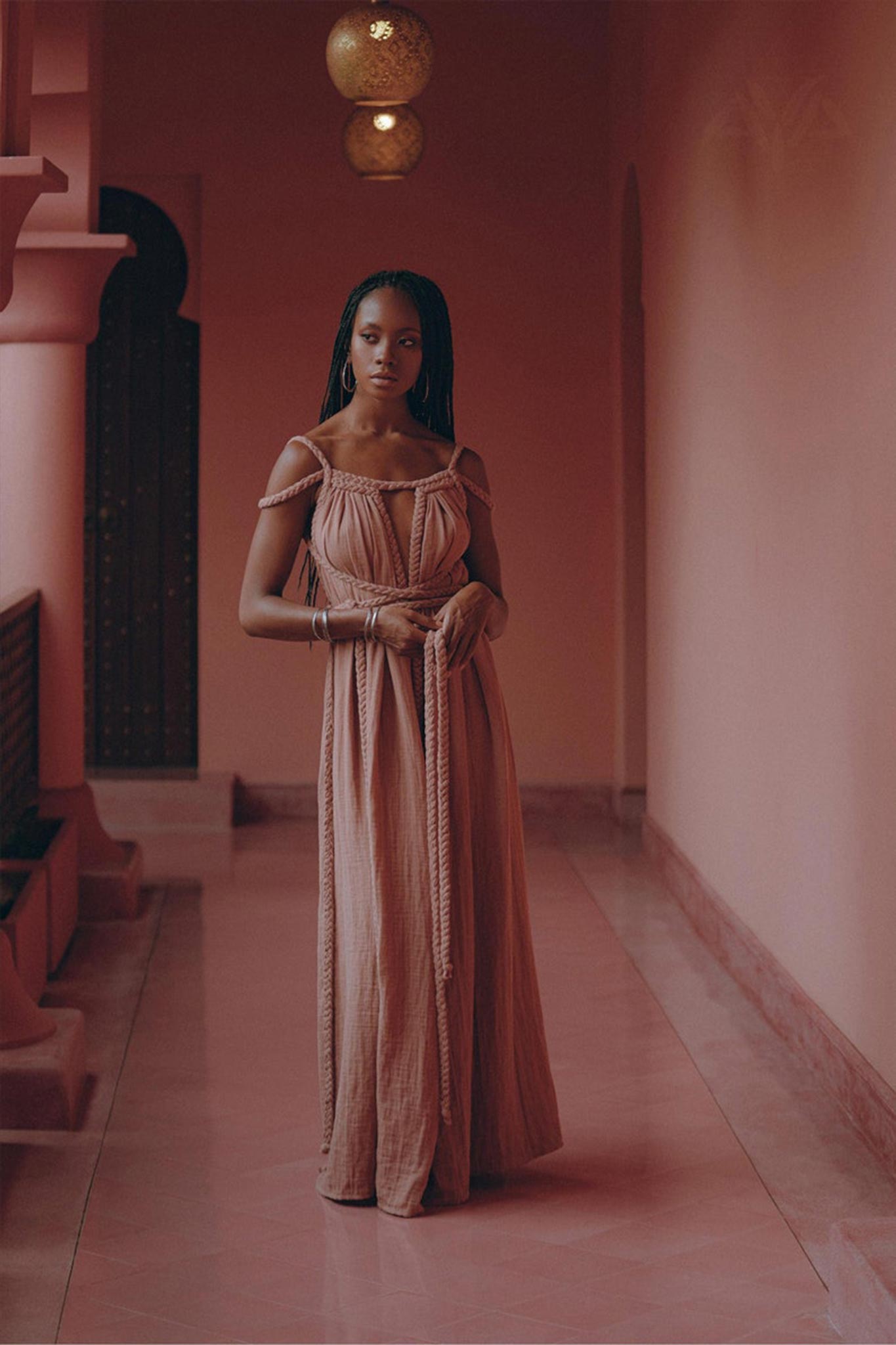 Dusty Pink Greek Goddess Prom Boho Dress - AYA SW IDR