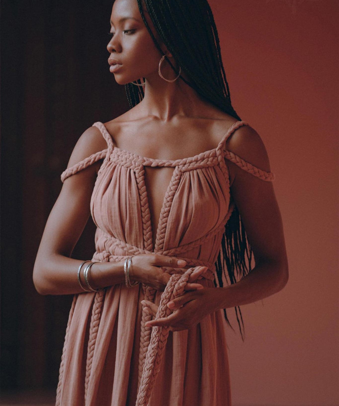Dusty Pink Greek Goddess Prom Boho Dress - AYA SW IDR
