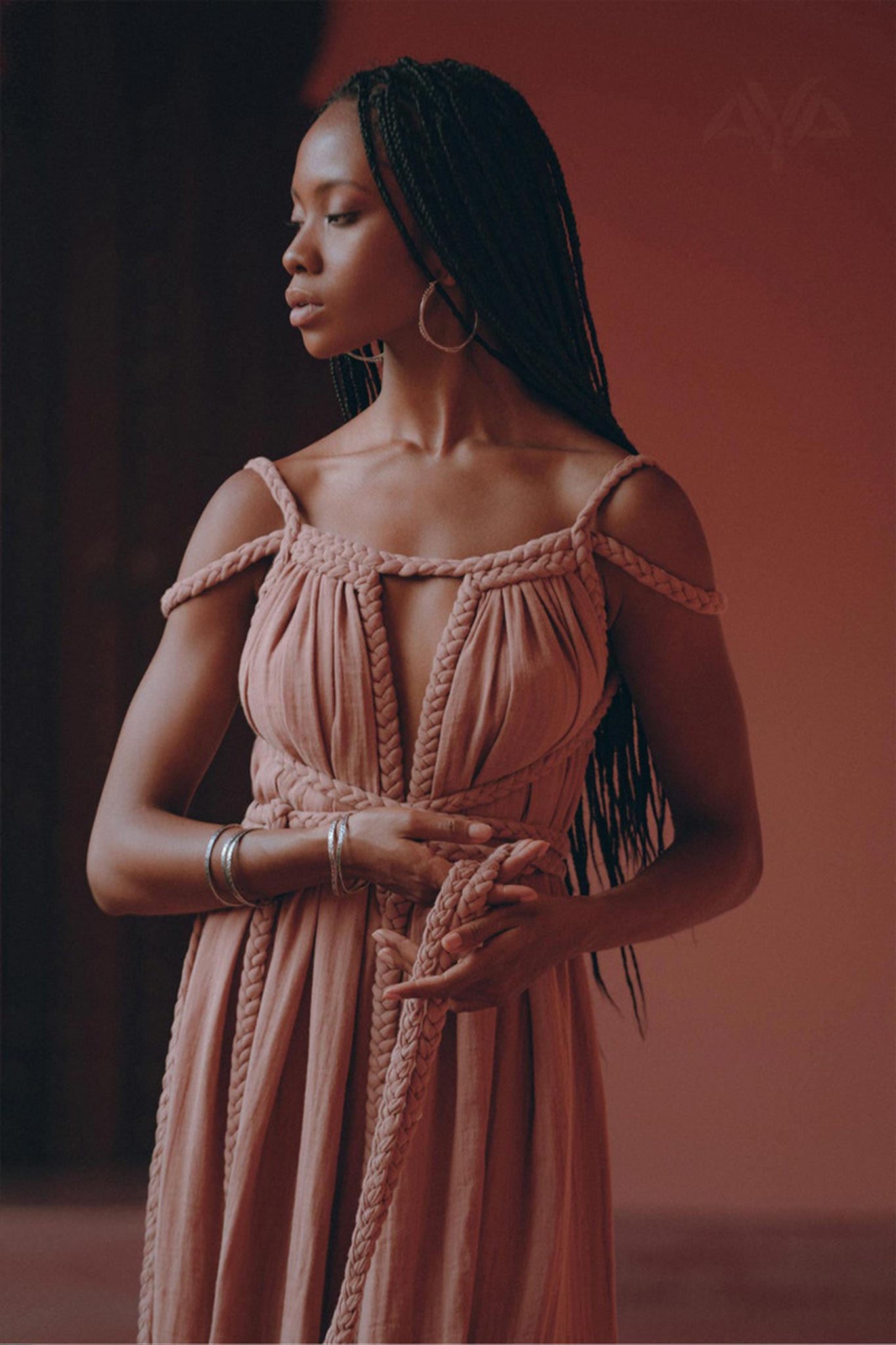 Dusty Pink Greek Goddess Prom Boho Dress - AYA SW IDR