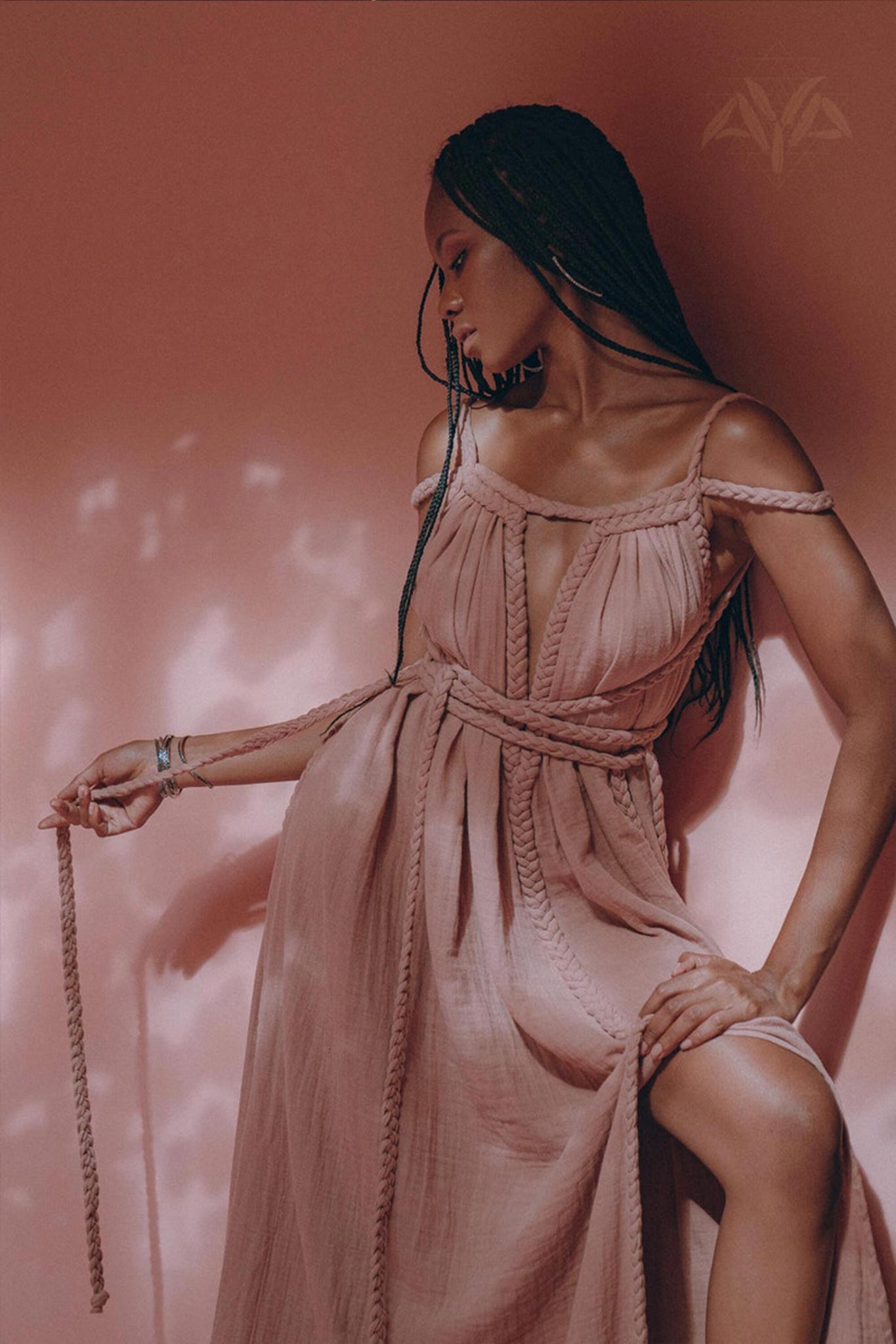 Dusty Pink Greek Goddess Prom Boho Dress - AYA SW IDR