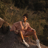 Dusty Pink Handmade Knotted Jumpsuit • Mini Organic Jumpsuit • Romper Dress - AYA SW IDR