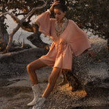 Dusty Pink Handmade Knotted Jumpsuit • Mini Organic Jumpsuit • Romper Dress - AYA SW IDR
