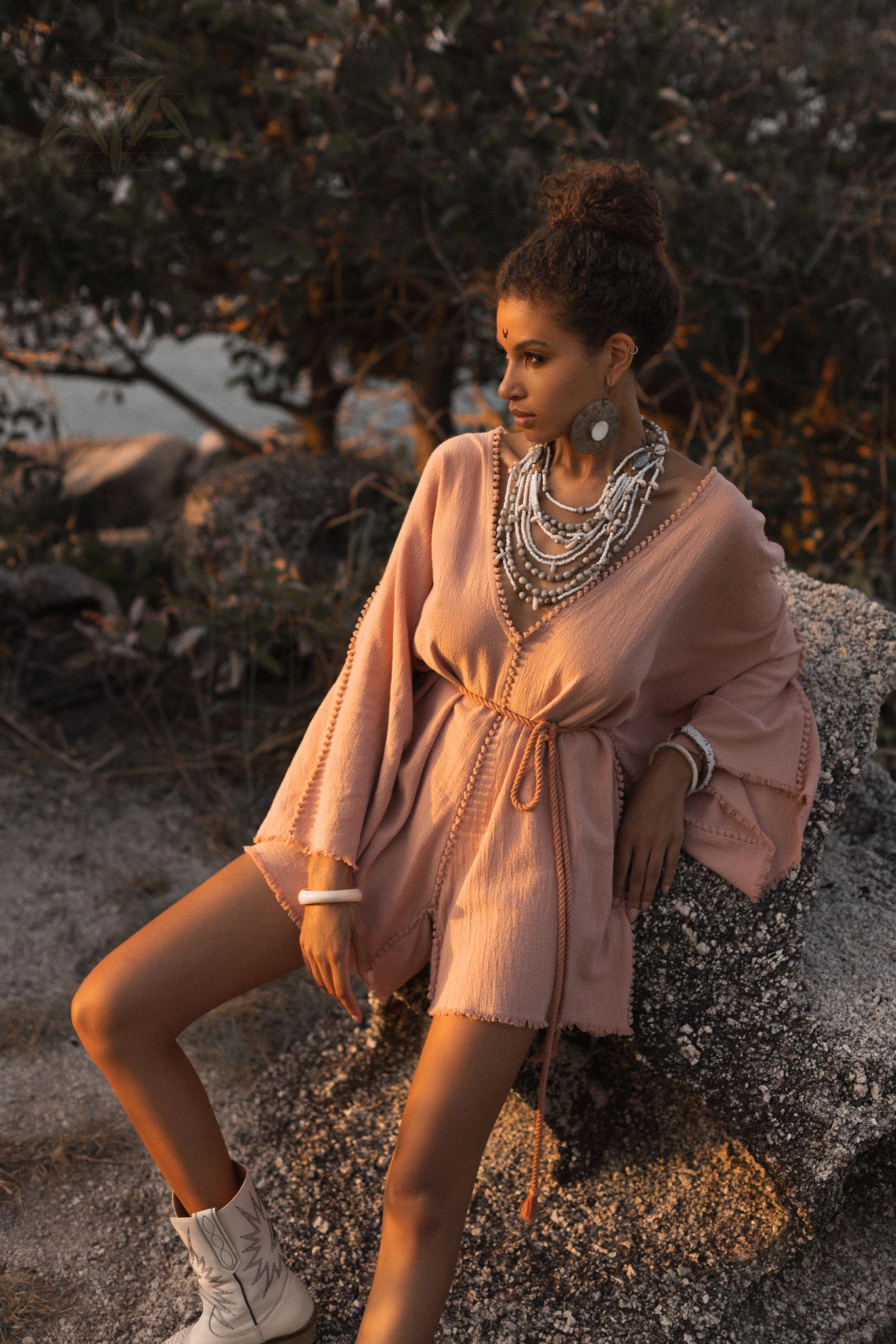 Dusty Pink Handmade Knotted Jumpsuit • Mini Organic Jumpsuit • Romper Dress - AYA SW IDR