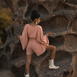 Dusty Pink Handmade Knotted Jumpsuit • Mini Organic Jumpsuit • Romper Dress - AYA SW IDR
