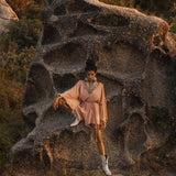Dusty Pink Handmade Knotted Jumpsuit • Mini Organic Jumpsuit • Romper Dress - AYA SW IDR