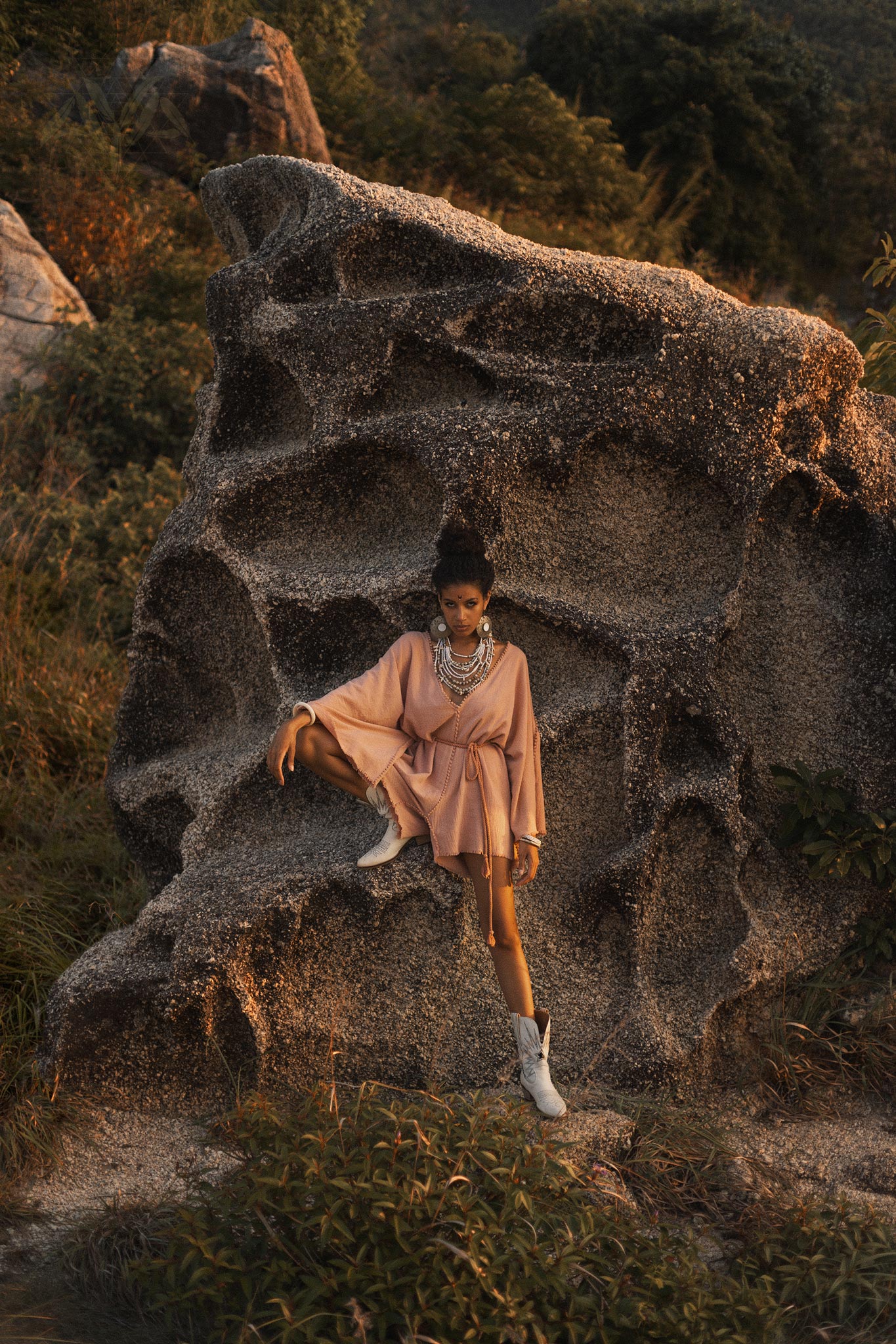 Dusty Pink Handmade Knotted Jumpsuit • Mini Organic Jumpsuit • Romper Dress - AYA SW IDR