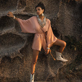 Dusty Pink Handmade Knotted Jumpsuit • Mini Organic Jumpsuit • Romper Dress - AYA SW IDR