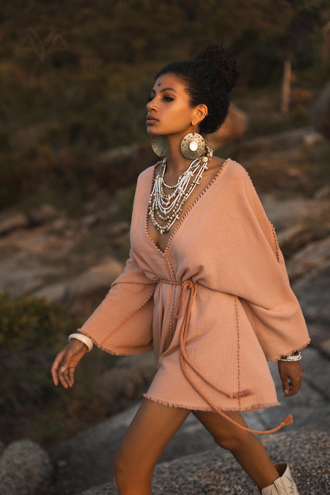 Dusty Pink Handmade Knotted Jumpsuit • Mini Organic Jumpsuit • Romper Dress - AYA SW IDR