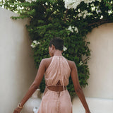 Dusty Pink Maxi Adjustable Dress • Open Back Sides Belly Dress - AYA SW IDR