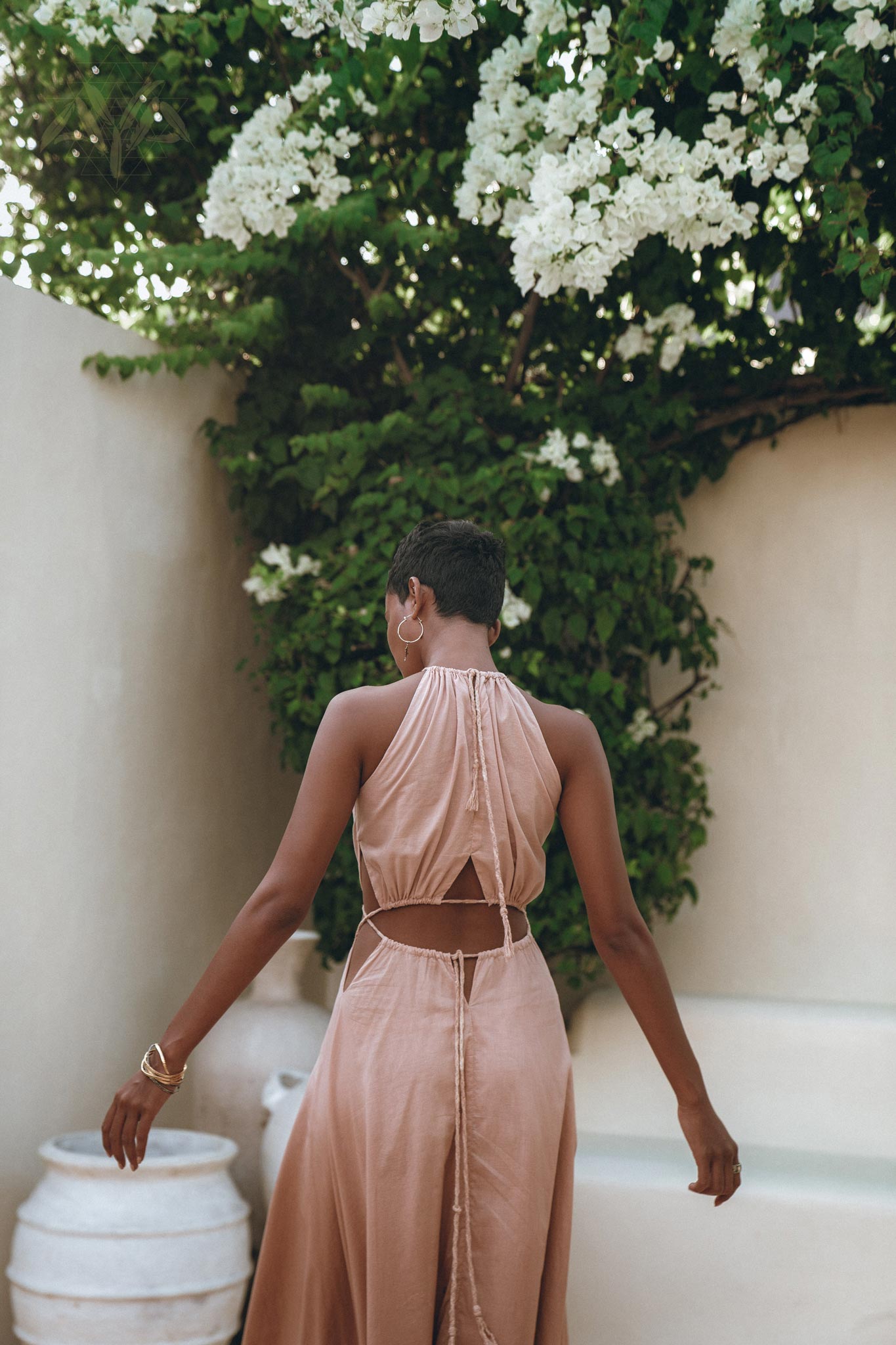 Dusty Pink Maxi Adjustable Dress • Open Back Sides Belly Dress - AYA SW IDR