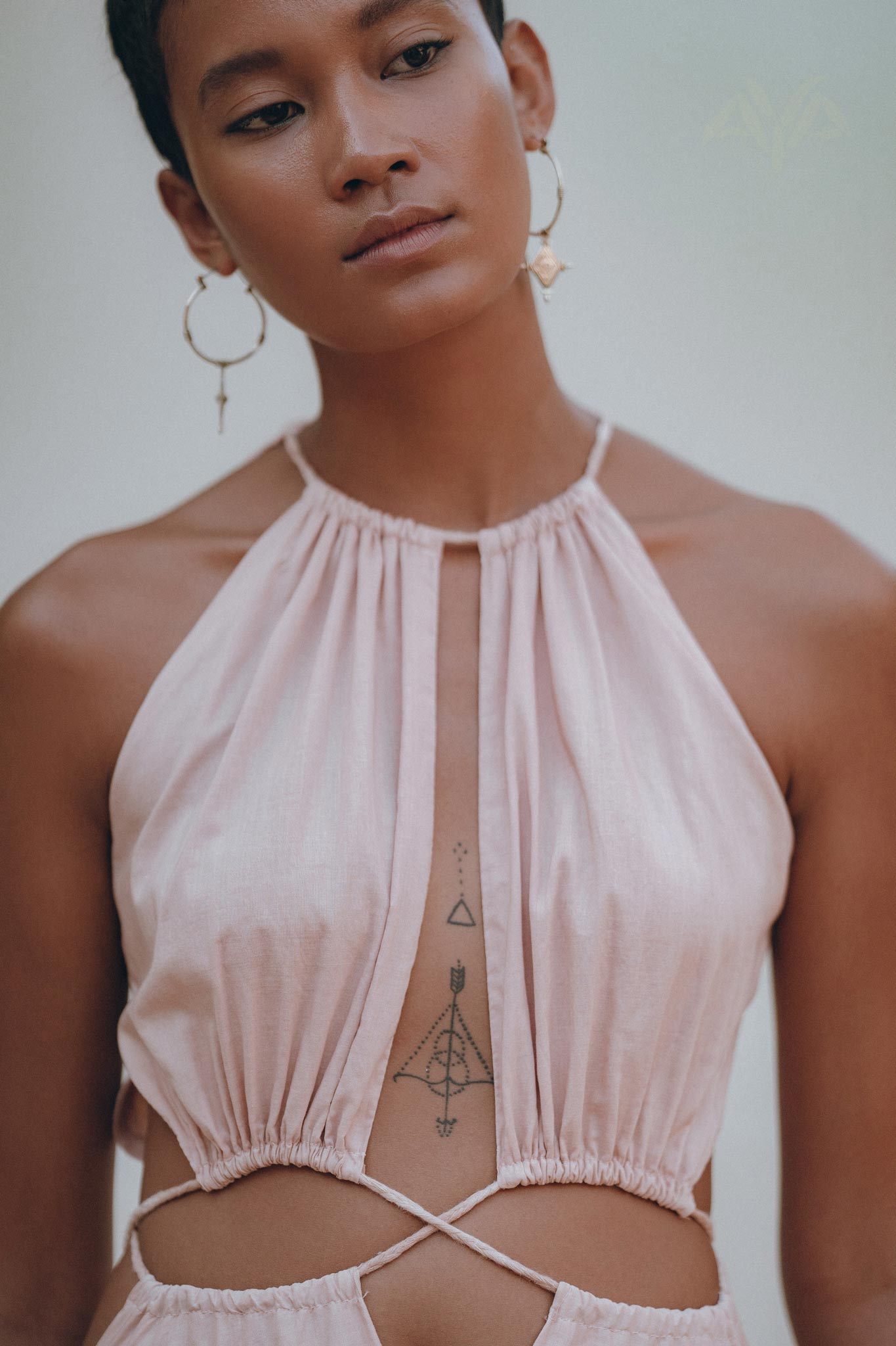 Dusty Pink Maxi Adjustable Dress • Open Back Sides Belly Dress - AYA SW IDR