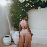 Dusty Pink Maxi Adjustable Dress • Open Back Sides Belly Dress - AYA SW IDR