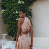 Dusty Pink Maxi Adjustable Dress • Open Back Sides Belly Dress - AYA SW IDR
