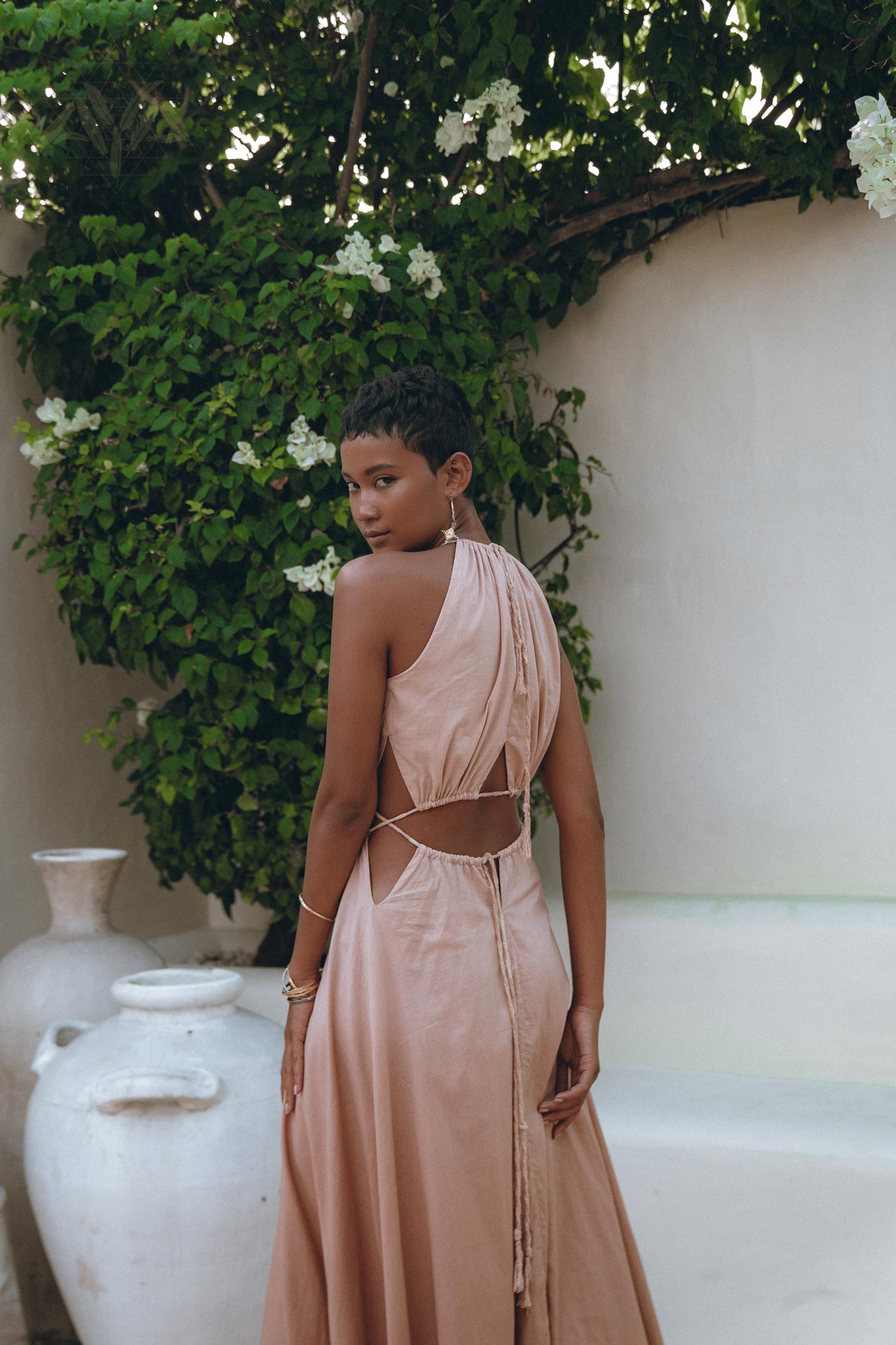 Dusty Pink Maxi Adjustable Dress • Open Back Sides Belly Dress - AYA SW IDR