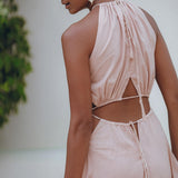 Dusty Pink Maxi Adjustable Dress • Open Back Sides Belly Dress - AYA SW IDR