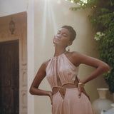 Dusty Pink Maxi Adjustable Dress • Open Back Sides Belly Dress - AYA SW IDR