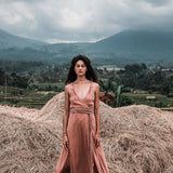 Dusty Pink Organic Bohemian Maxi Bridesmaid Dress with Hand Loomed Threaded Back - AYA SW IDR