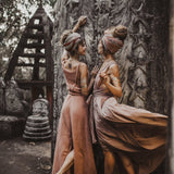 Dusty Pink Organic Bohemian Maxi Bridesmaid Dress with Hand Loomed Threaded Back - AYA SW IDR