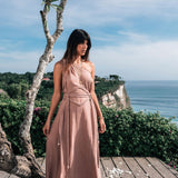 Dusty Pink Organic Boho Dress • One Shoulder Greek Goddess Dress - AYA SW IDR